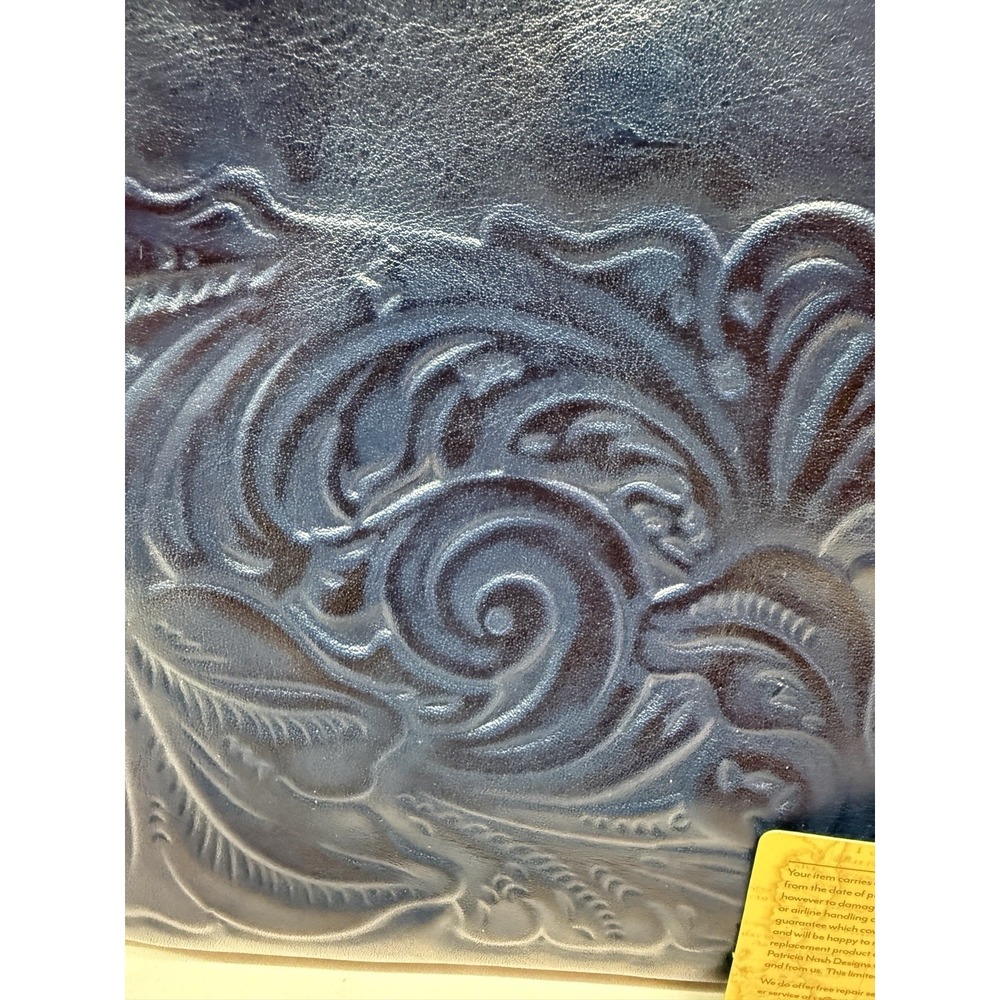 Patricia Nash Leather PRIZZI Leather Crossbody TOOLED  PURSE Bag BLUE NWTS - Picture 2 of 7
